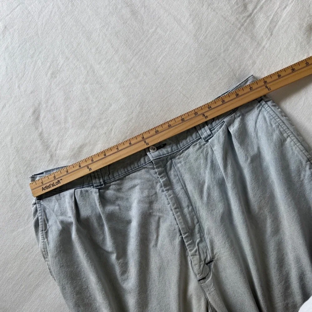 70's Fieldmaster Regular Fit Pleated Trousers Light Blue Chambray Pants 38x32